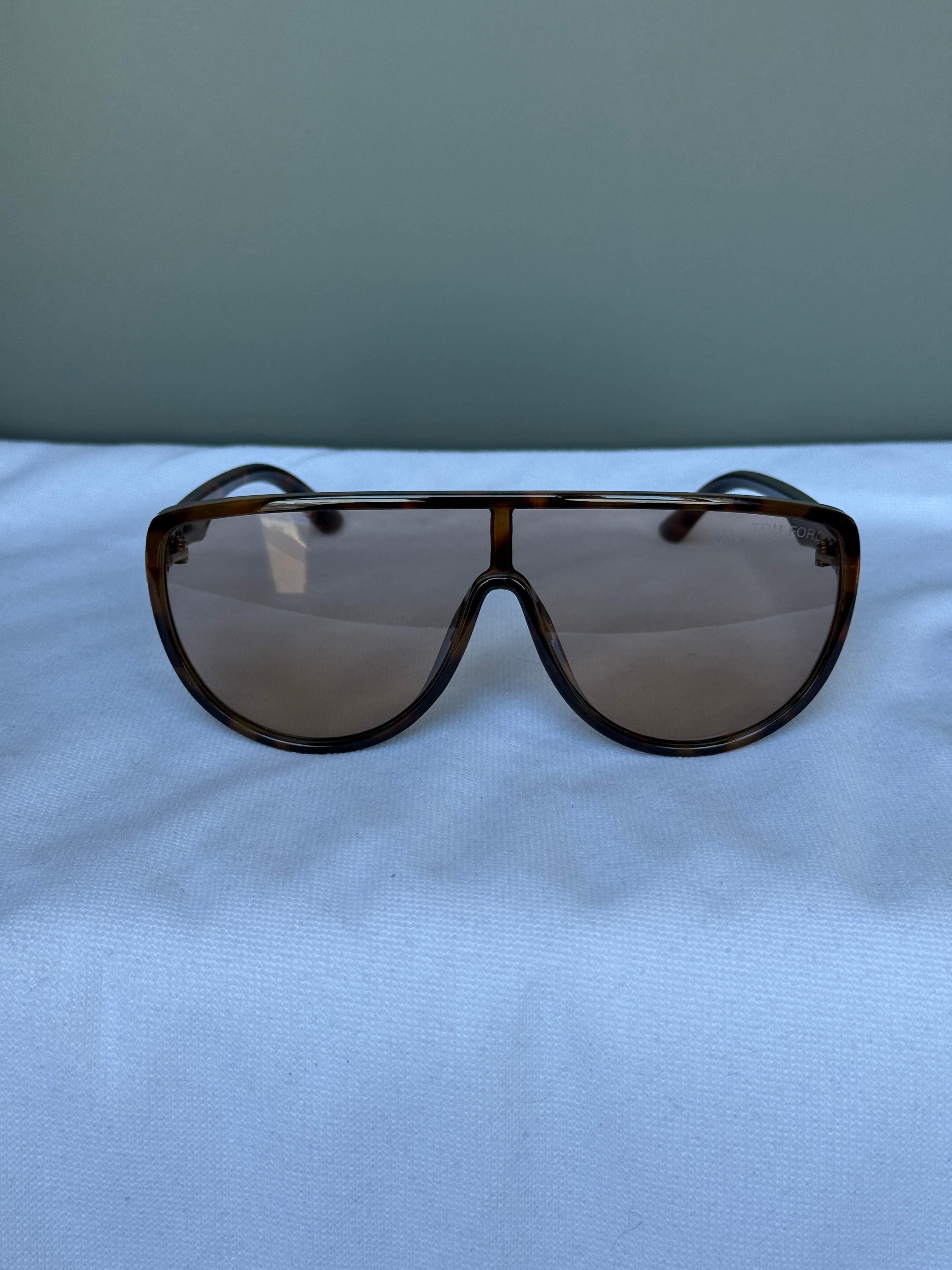 Tom Ford Shield Oversized Parlak Siyah Güneş Gözlüğü