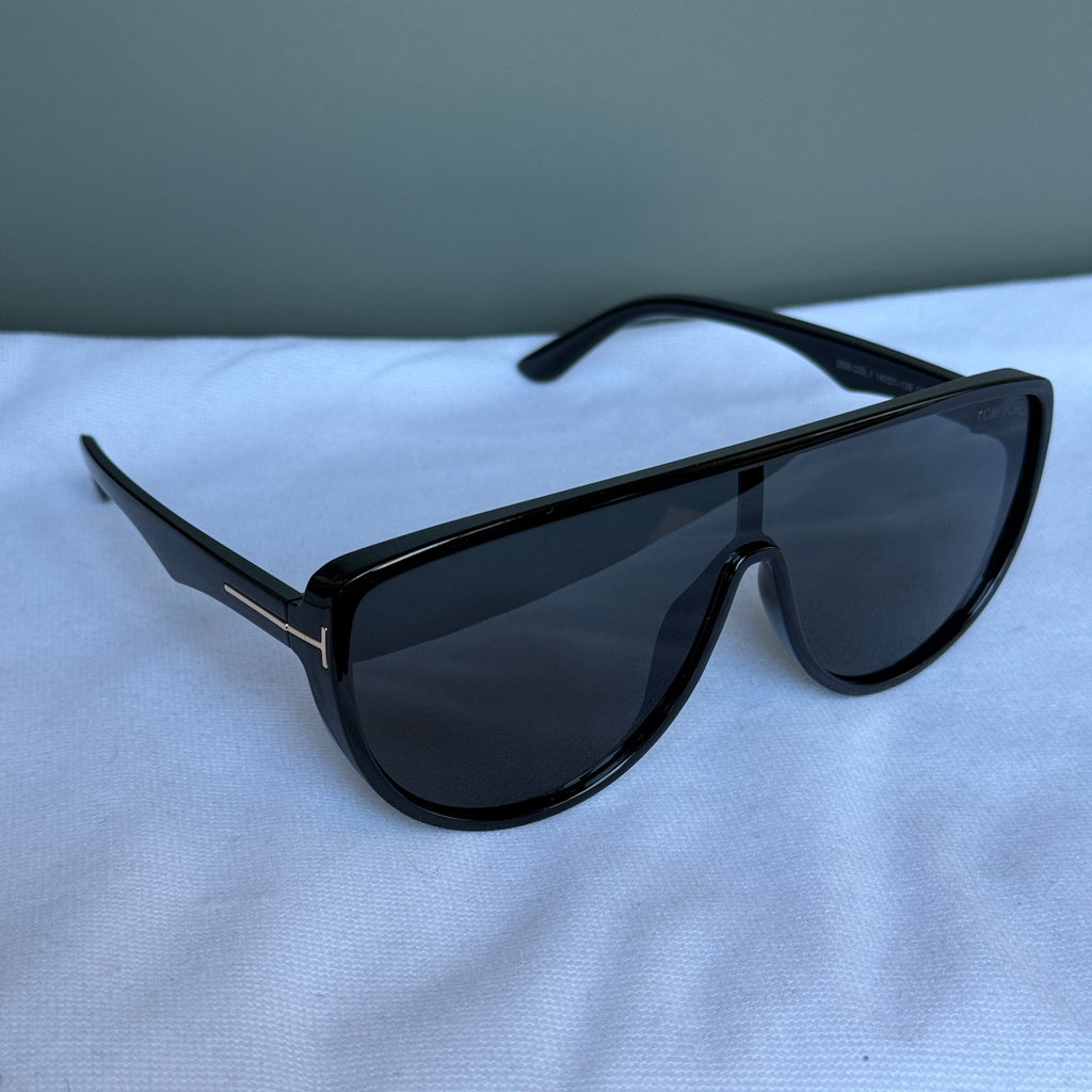 Tom Ford Shield Oversized Parlak Siyah Güneş Gözlüğü