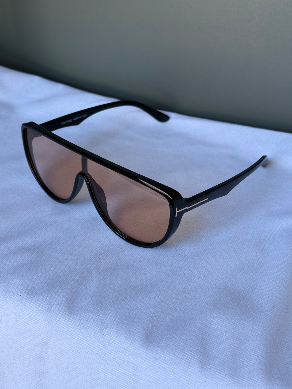 Tom Ford Shield Oversized Parlak Siyah Güneş Gözlüğü