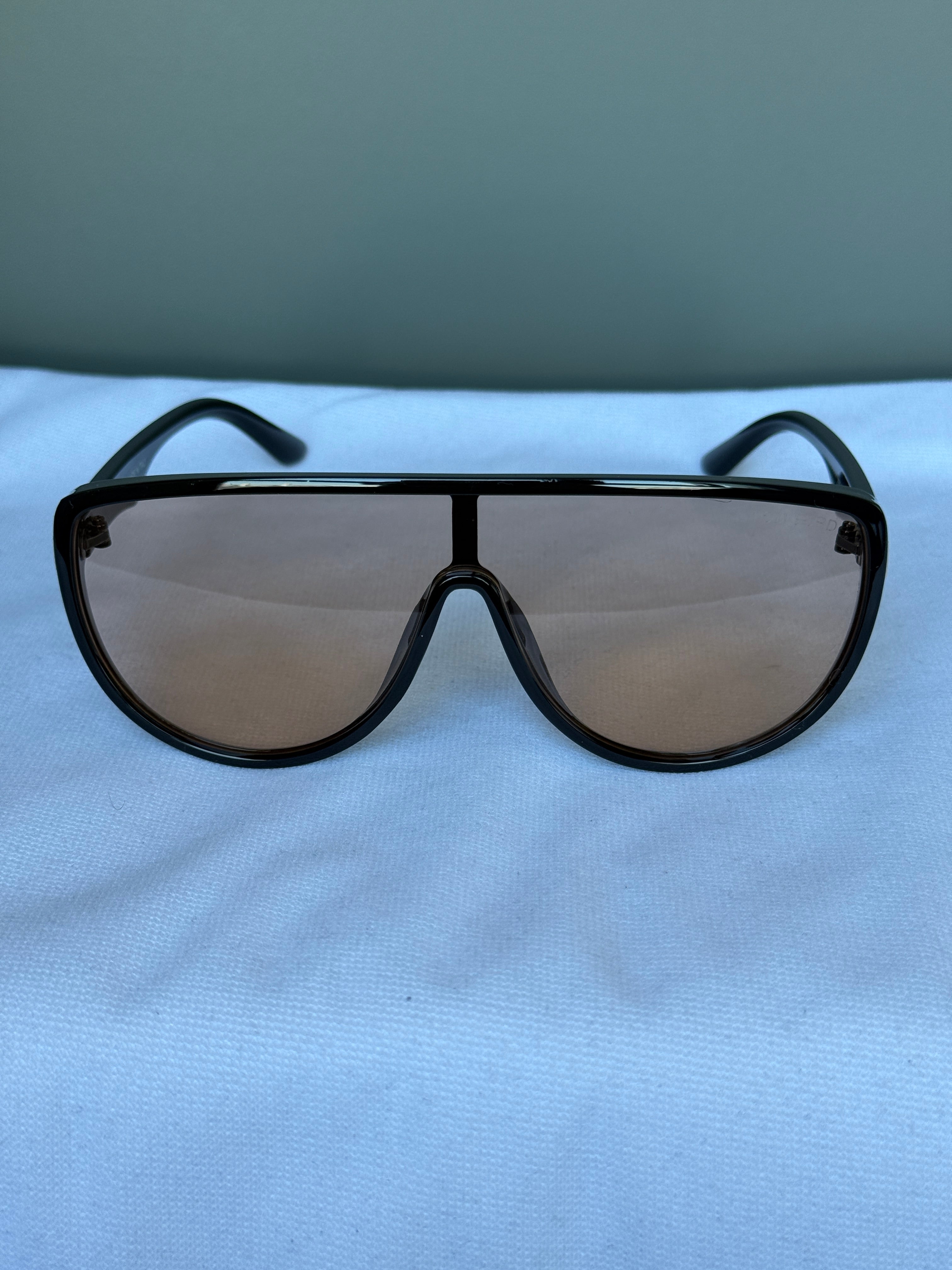 Tom Ford Shield Oversized Parlak Siyah Güneş Gözlüğü