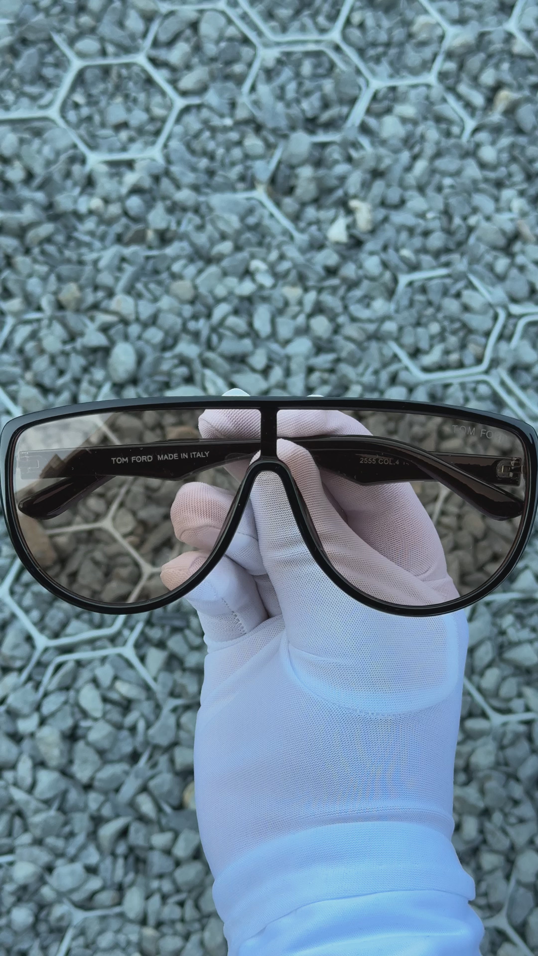 Tom Ford Shield Oversized Parlak Siyah Güneş Gözlüğü